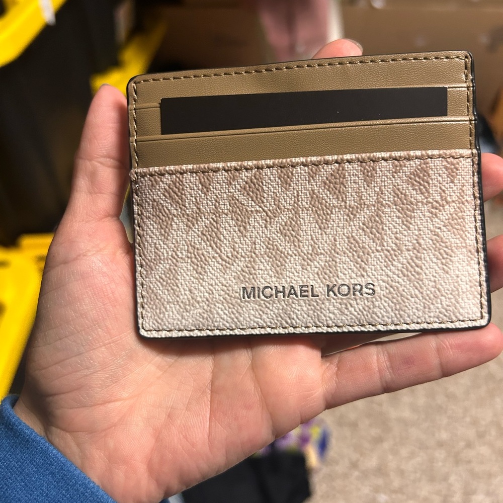 Michael Kors Beige and Off-White Card Holder